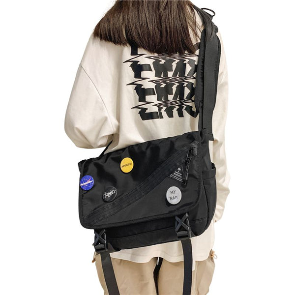 Black Nylon Messenger Bag