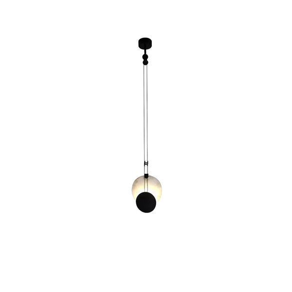 Black Paint Iron Disc Marble Pendant Lamp