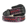 Black Strap With Black & Red Studded Rhinestone Belt - Purple / XS-Waist-28-29-Inches