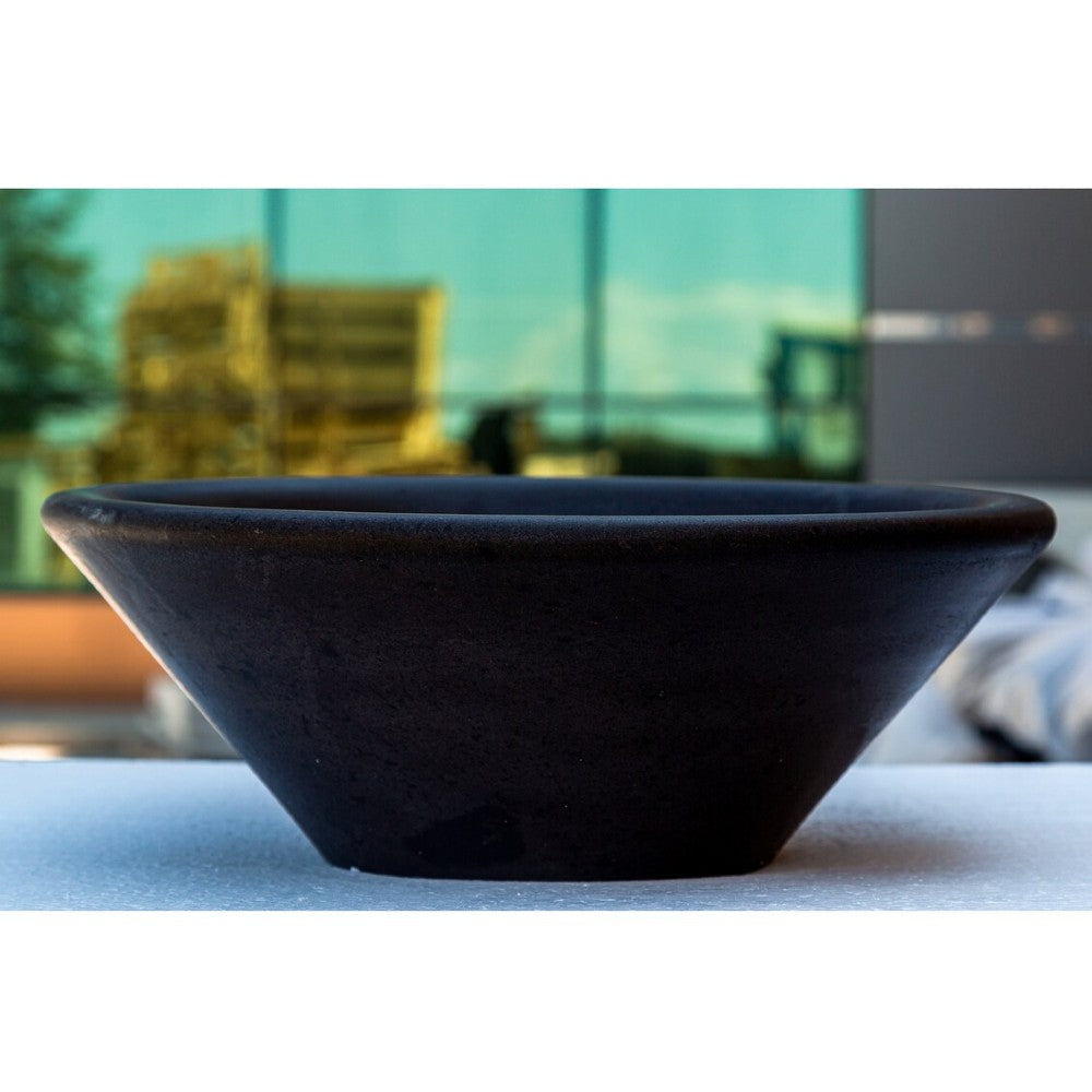 Black Andesite Natural Stone V-Shape Tapered Sink Honed-Matte  (D)16