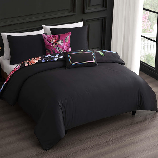 Bebejan Black Night Poppies 5 Piece Reversible Comforter Set
