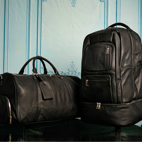 Black Leather XL Signature Bag Set (XL Signature Backpack and Duffle Bag) Sole Premise