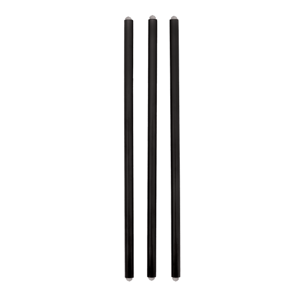 Three black candles on a white background