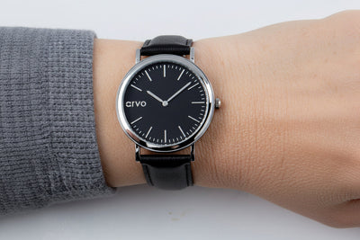 Arvo Black Time Sawyer Watch - Black Leather