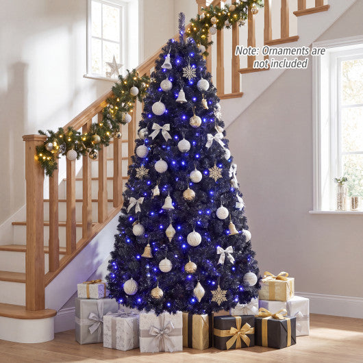 Black Artificial Christmas Halloween Tree with Purple LED Lights-6 ft