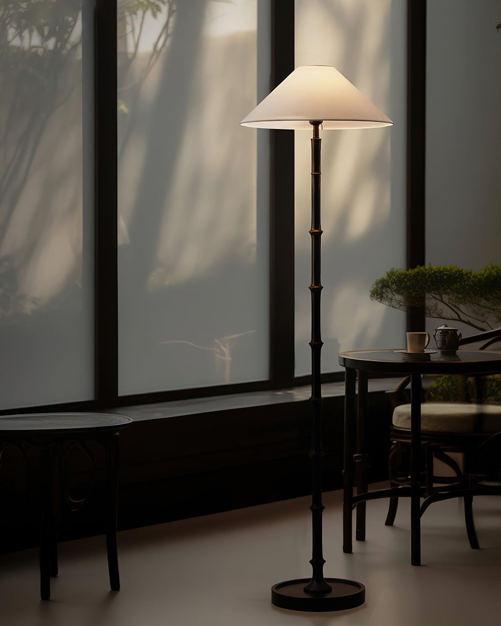 Black Bamboo Floor Lamp 11.8