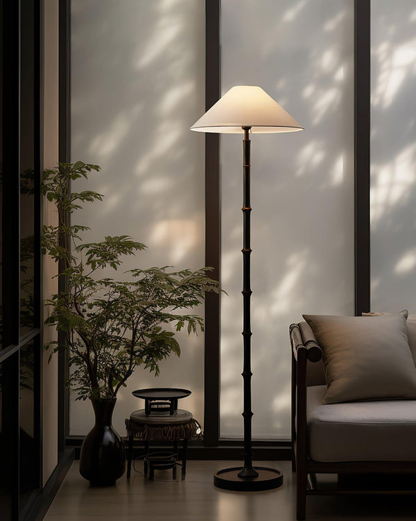 Black Bamboo Floor Lamp 11.8