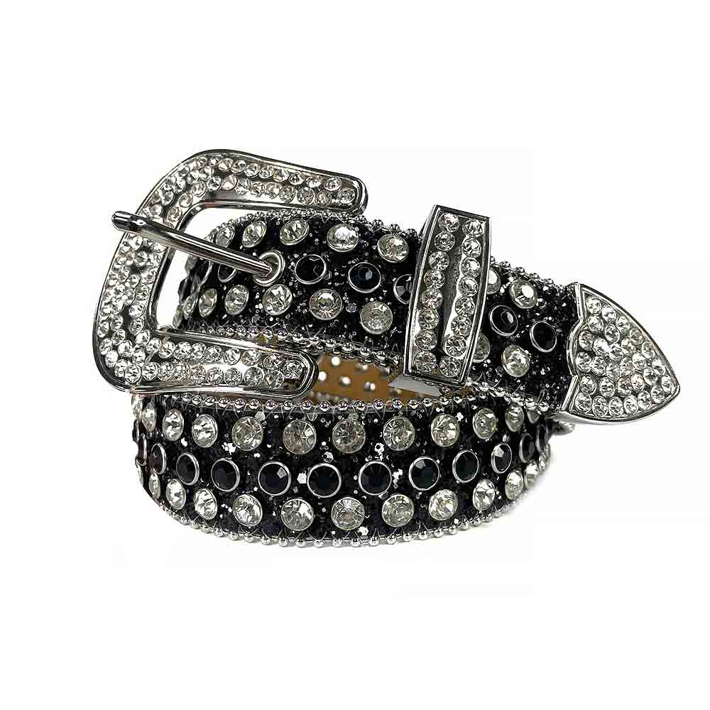 Black & Diamond White Studded Rhinestone Belt