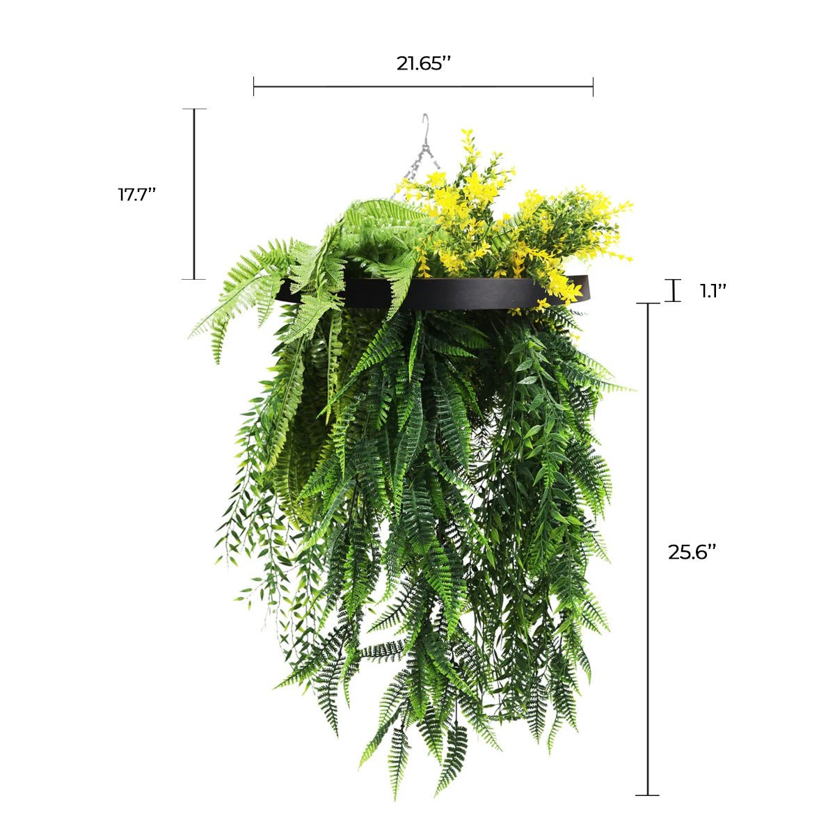 Bright Tropical Foliage Artificial Hanging Disc 15.75in – Black Frame – UV Resistant