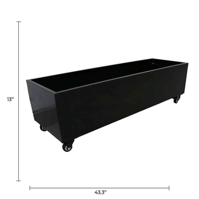 Black Metal Planter Medium with Wheels – For Artificial Hedges