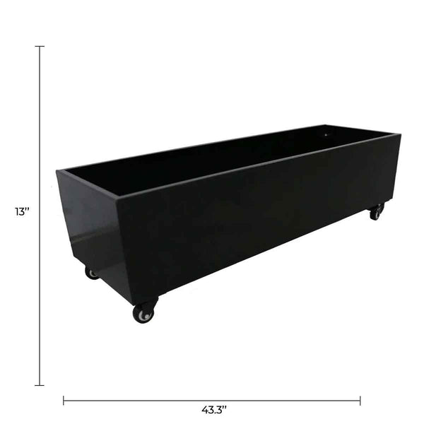 Black Metal Planter Medium with Wheels – For Artificial Hedges