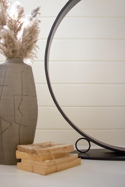 Black Oval Metal Console Table