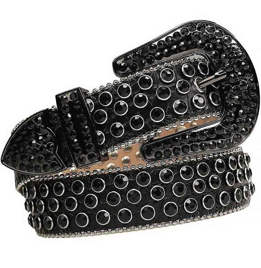 Unisex Black Jeweled Rhinestone Belt - Hip Hop & Fashion Bling