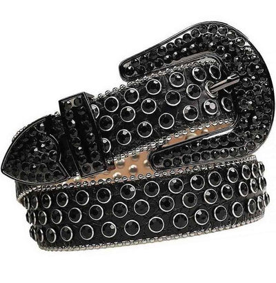 Unisex Black Jeweled Rhinestone Belt - Hip Hop & Fashion Bling