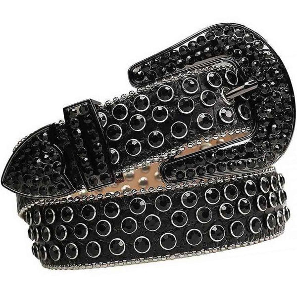 Unisex Black Jeweled Rhinestone Belt - Hip Hop & Fashion Bling