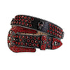 Black Skull Buckle Red Rhinestone Belt