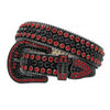Black Strap Studded With Red Black Rhinestones Belt