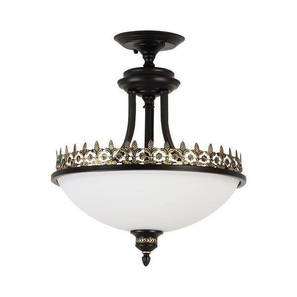 Black Vintage Bowl Frosted Glass Ceiling Light 16.9