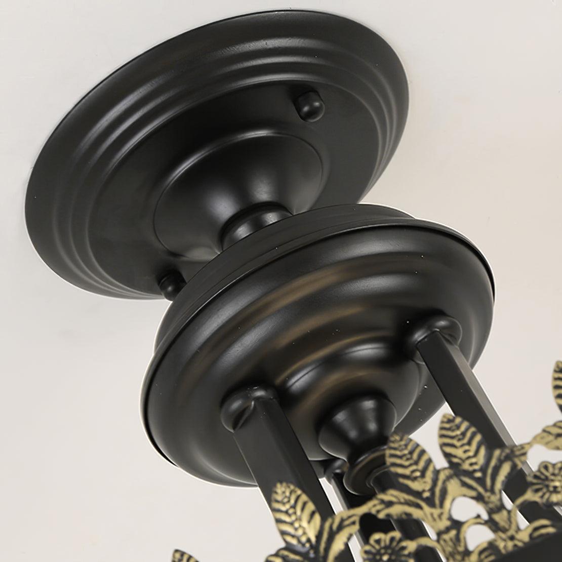 Black Vintage Bowl Frosted Glass Ceiling Light 16.9