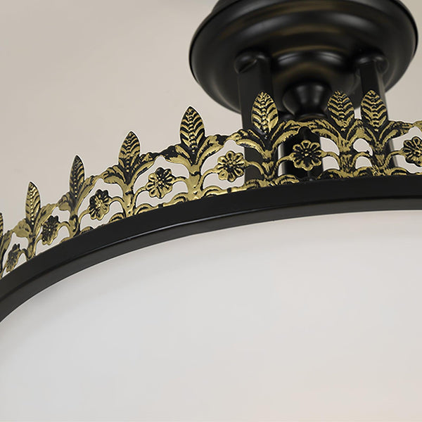 Black Vintage Bowl Frosted Glass Ceiling Light 16.9