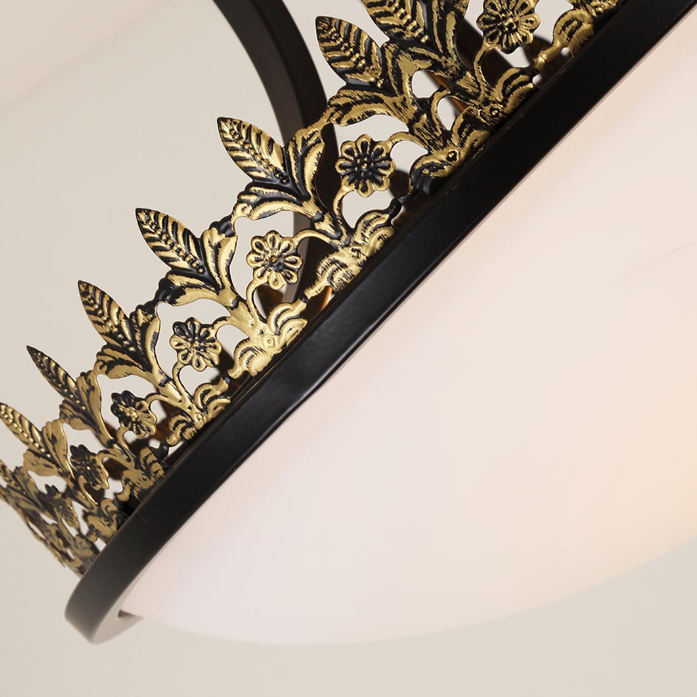 Black Vintage Bowl Frosted Glass Ceiling Light 16.9