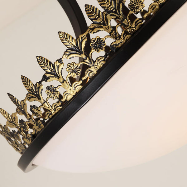Black Vintage Bowl Frosted Glass Ceiling Light 16.9