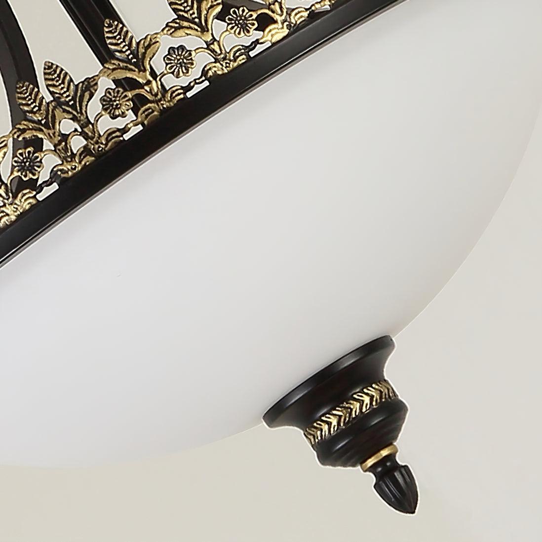 Black Vintage Bowl Frosted Glass Ceiling Light 16.9