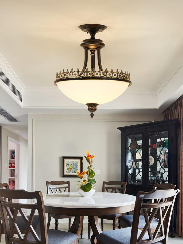 Black Vintage Bowl Frosted Glass Ceiling Light 16.9