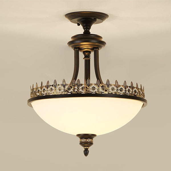 Black Vintage Bowl Frosted Glass Ceiling Light 16.9
