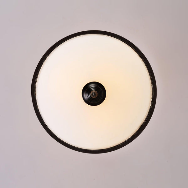 Black Vintage Bowl Frosted Glass Ceiling Light 16.9