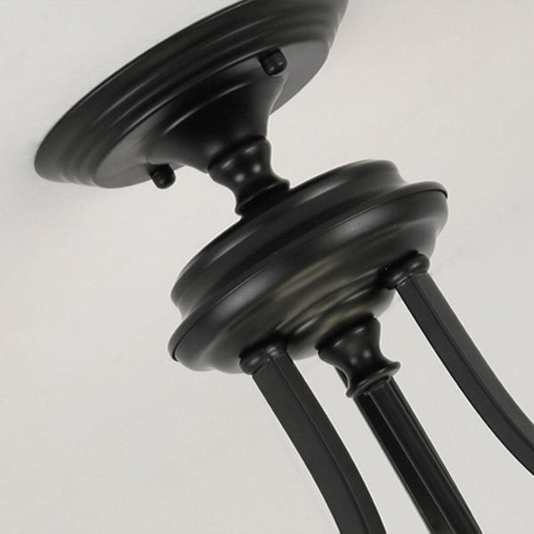 Black Vintage Bowl Frosted Glass Ceiling Light 16.9