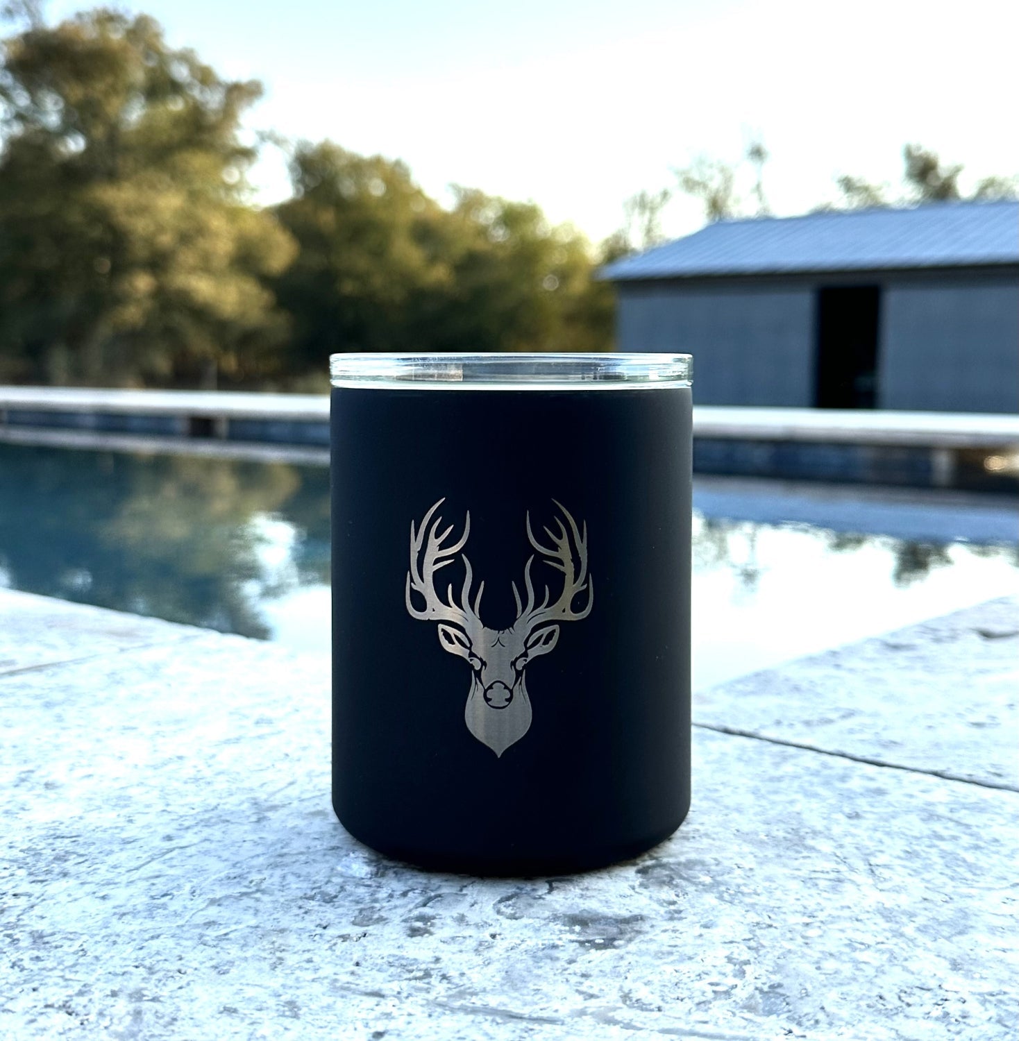 Limited Edition Deer Hunter Glass Lined Whiskey Glass in Black