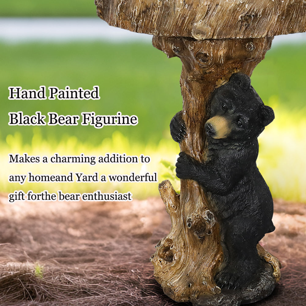Concrete Bear Bird Bath Cub Climbing Stump 23 Inch