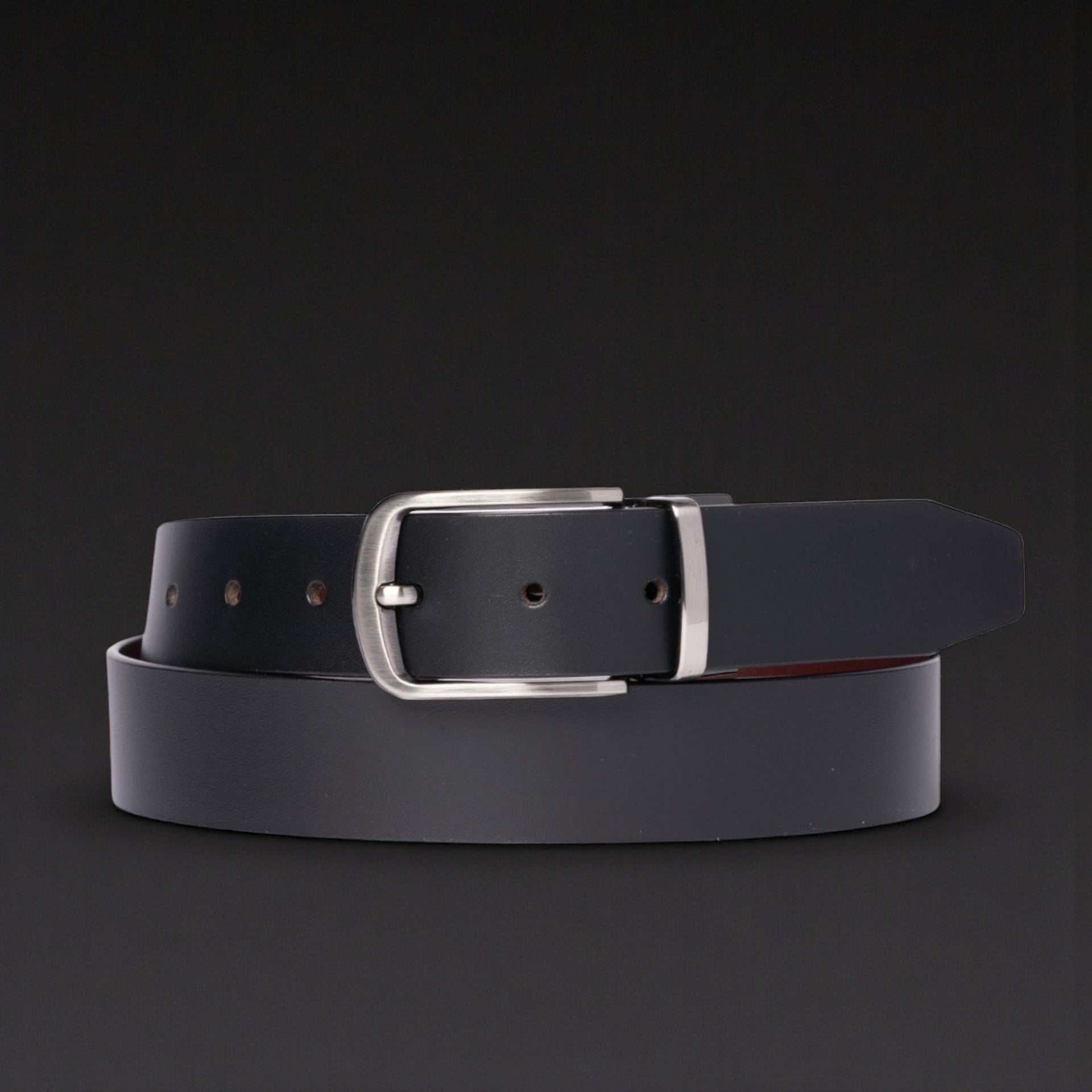 The Harvey Dent Belt - One Piece Reversible Black/Grey 100% Real Leather Belt NAB Leather