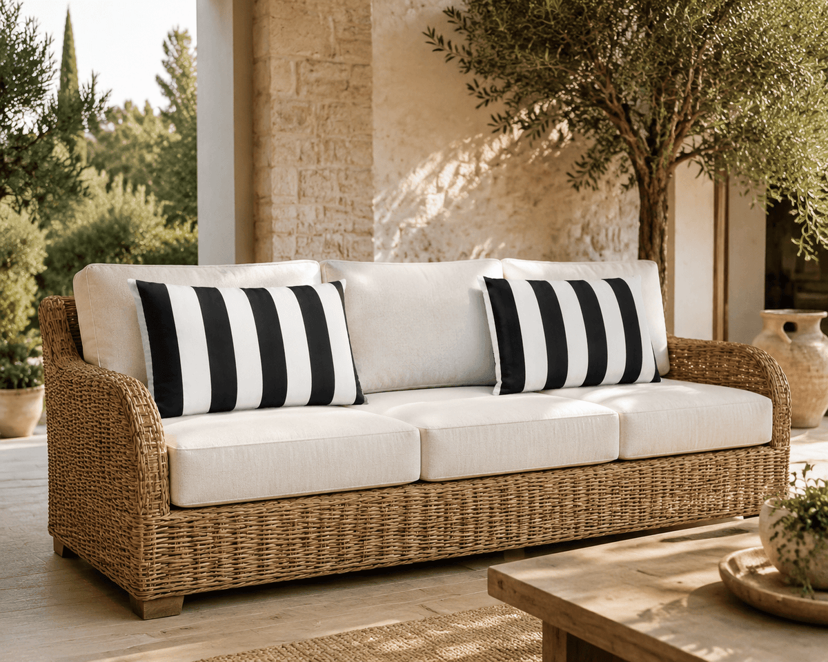 Black White Stripe Outdoor Cushion Covers – 2 Pack | Patio Pillow Covers | Fits IKEA Duvholmen & Kuddarna