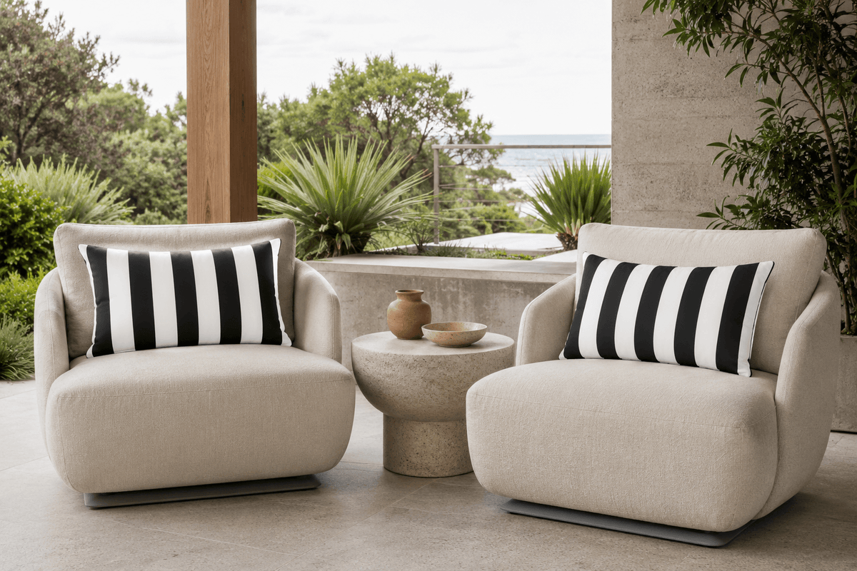 Black White Stripe Outdoor Cushion Covers – 2 Pack | Patio Pillow Covers | Fits IKEA Duvholmen & Kuddarna