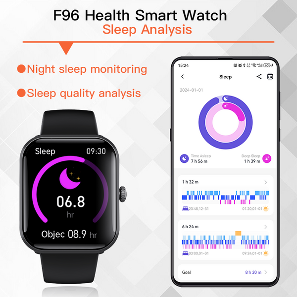Blood Sugar Glucose Monitor Smart Watch for Diabetics SOS Emergency Alarm Call