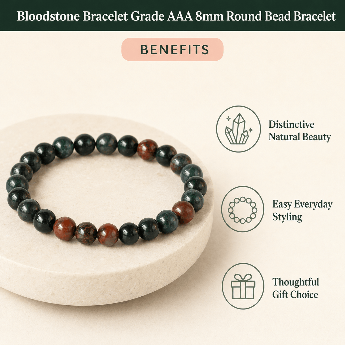 Bloodstone Bracelet | African Bloodstone Bracelet (Altruism and Strength)