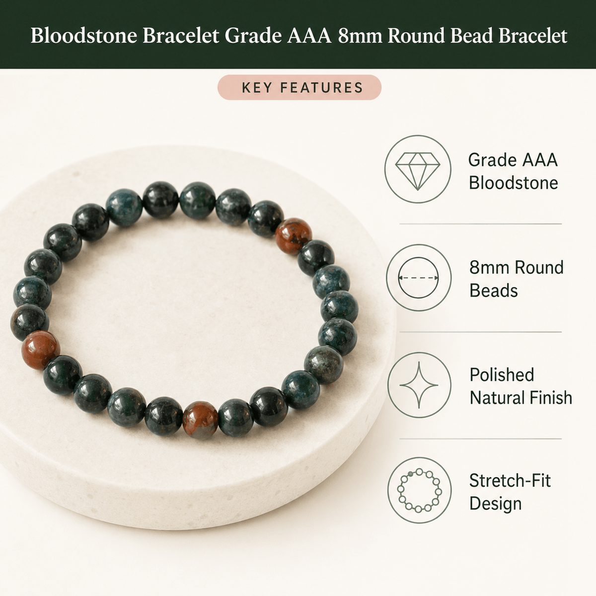 Bloodstone Bracelet | African Bloodstone Bracelet (Altruism and Strength)