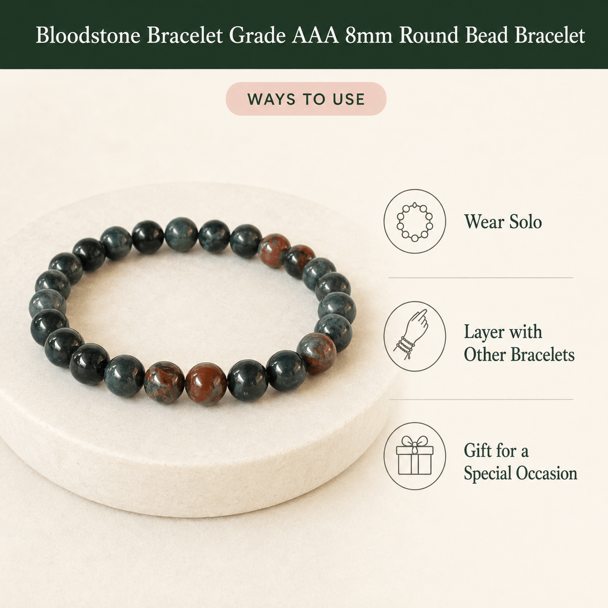Bloodstone Bracelet | African Bloodstone Bracelet (Altruism and Strength)