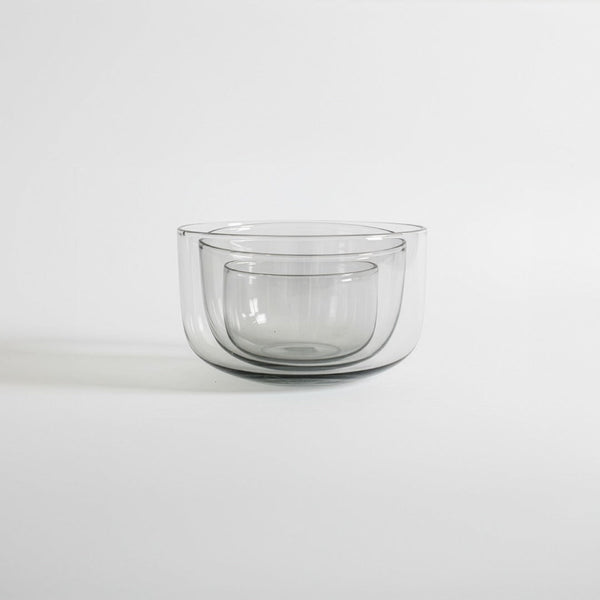 Blown Glass Serving Bowl Set of 3 Amber