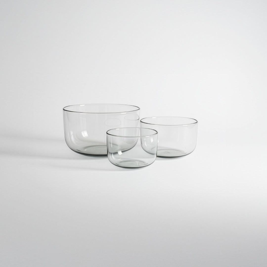 Blown Glass Serving Bowl Set of 3 Amber