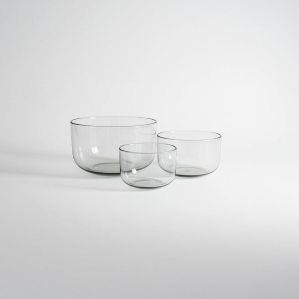 Blown Glass Serving Bowl Set of 3 Amber