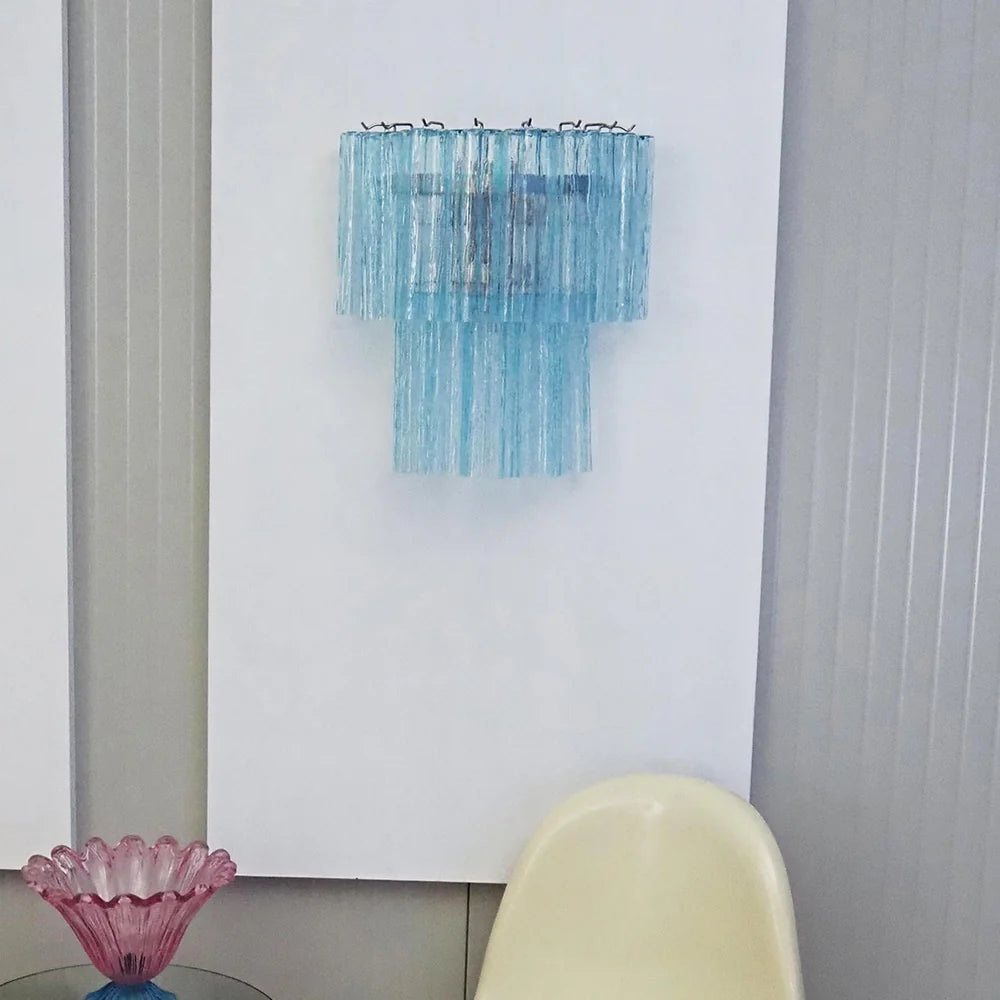 Blue Murano Glass Tube Wall Sconces