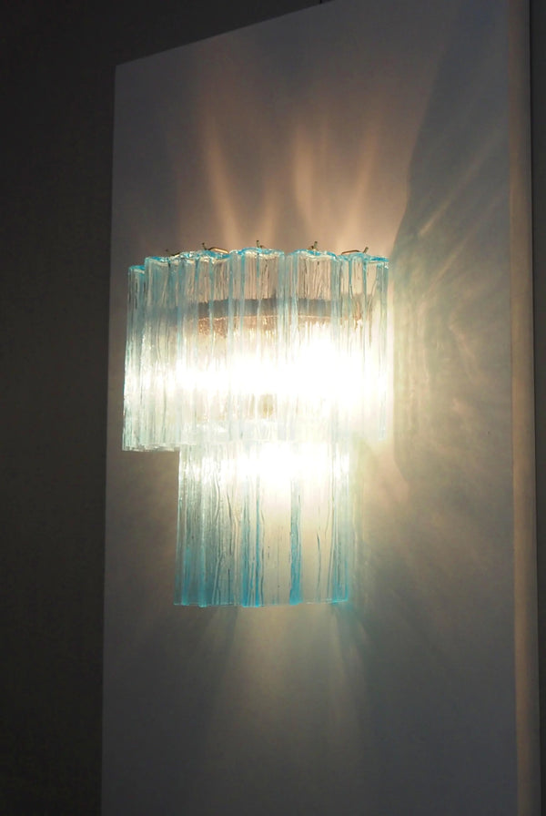 Blue Murano Glass Tube Wall Sconces