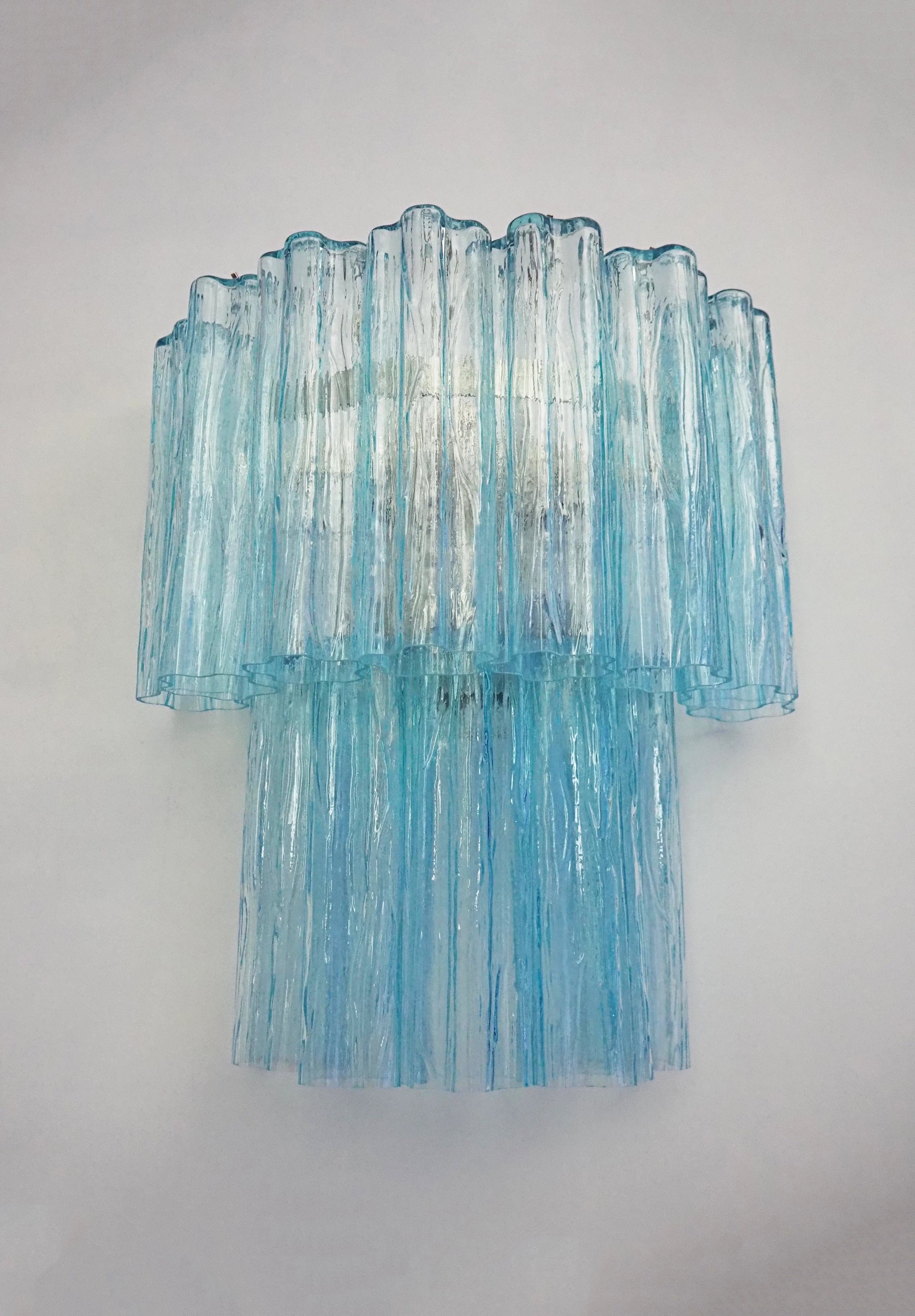 Blue Murano Glass Tube Wall Sconces