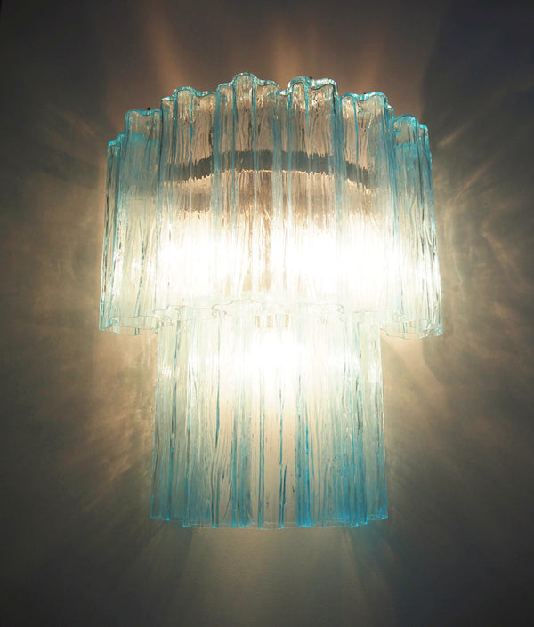 Blue Murano Glass Tube Wall Sconces