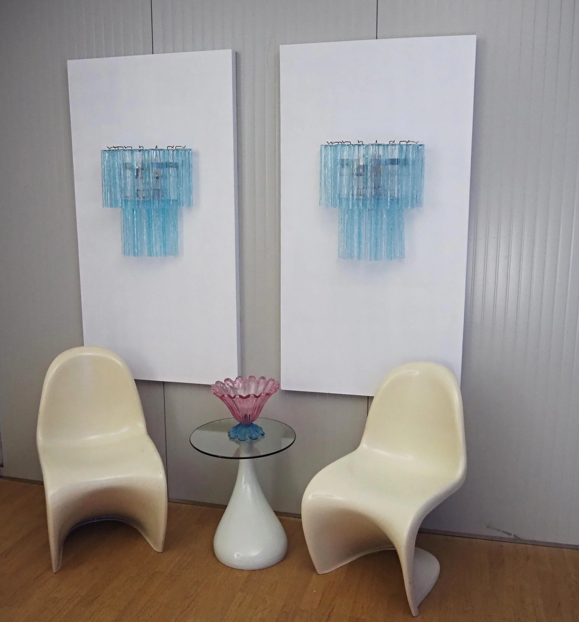 Blue Murano Glass Tube Wall Sconces