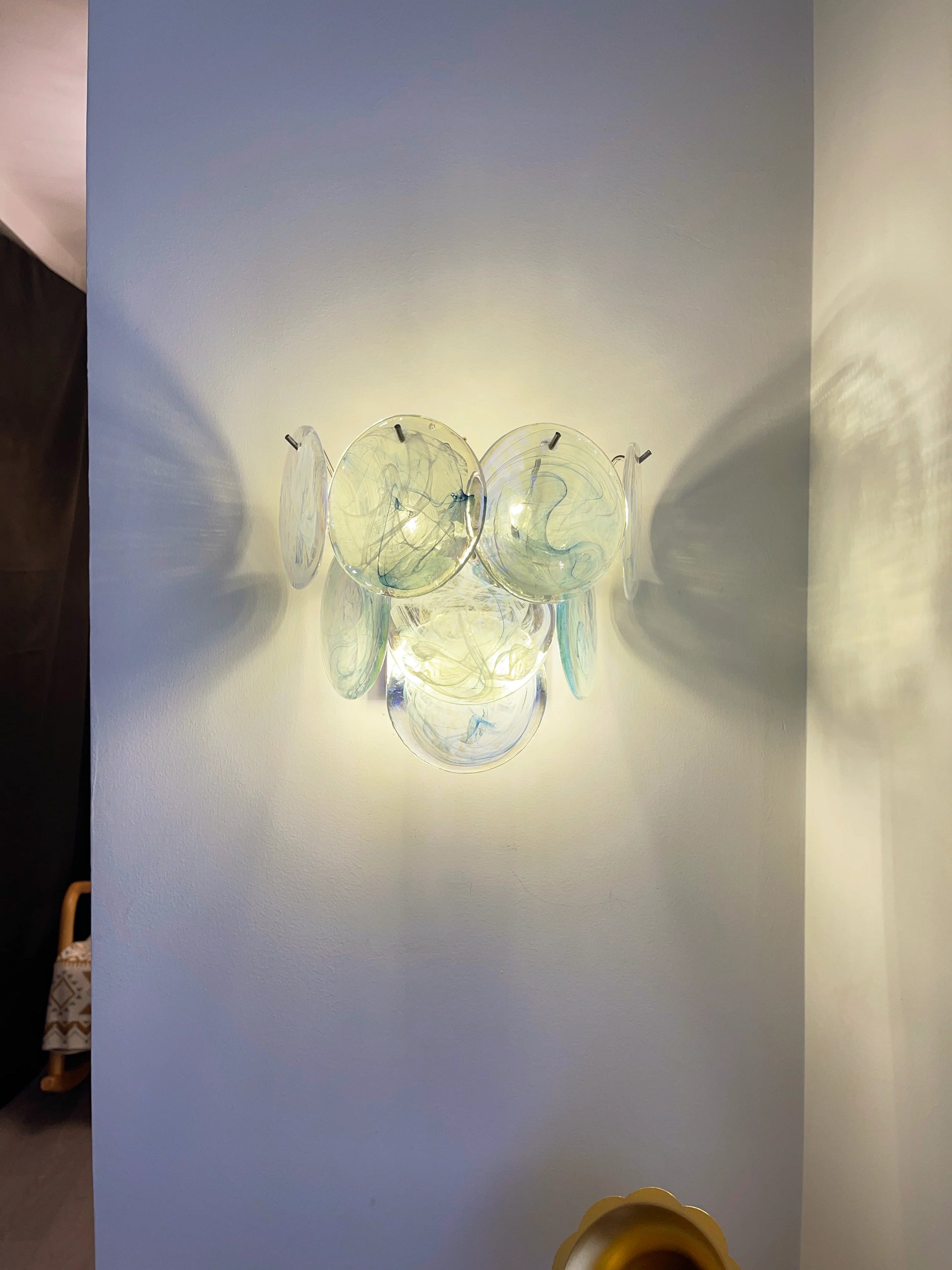 Blue Vintage Murano Glass Wall Lamp