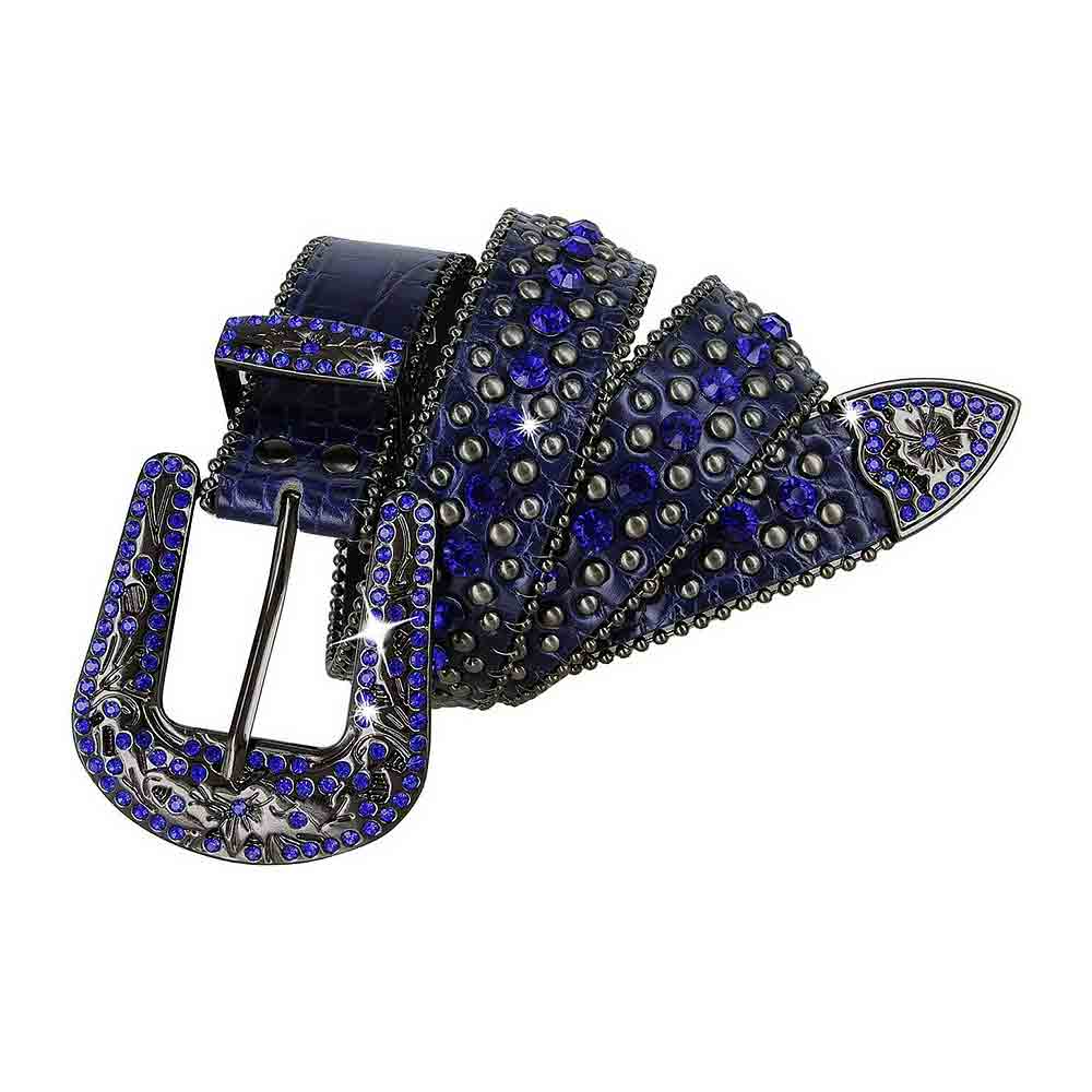 Men All Blue Stylish Rhinestone Jeans Belt